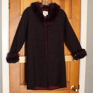 Vintage Dimples Faux Fur Trimmed Coat